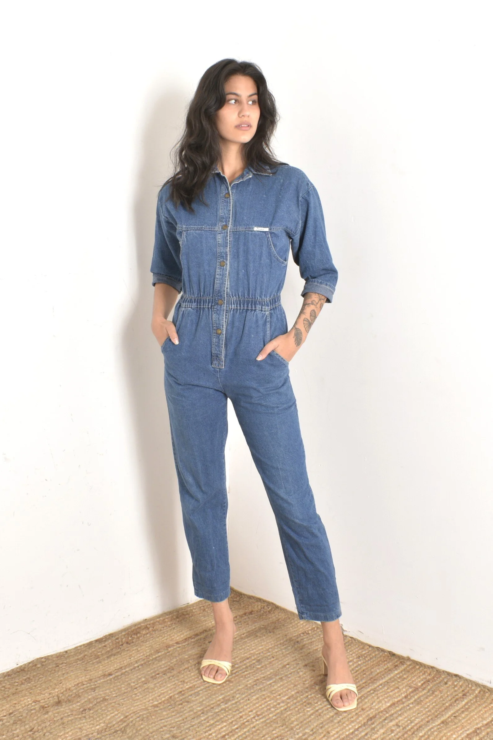 1980s Slouchy Denim Jumpsuit-small — La Poubelle Vintage